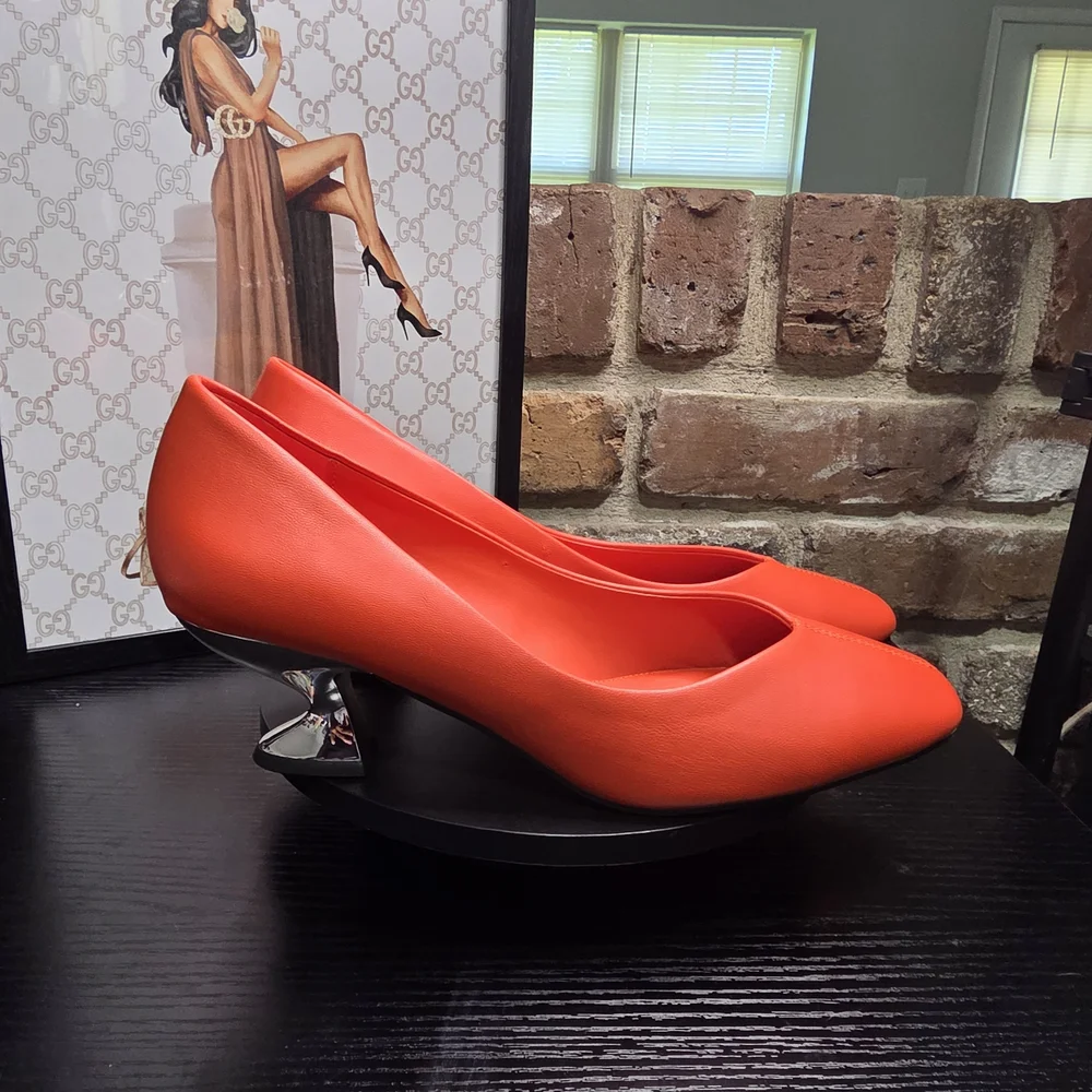 Katy Perry Collections Bright Orange Sculptural Heel Pumps - Picture 7 of 7